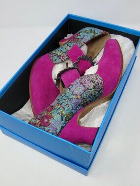John Fluevog Wonder Moher Magenta/Floral Mary Janes with a Buckle